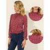 INSPIRE CHIC Women's Smocked Waist Ruffled Hem Stand Collar Floral Dots Blouse - 2 of 4