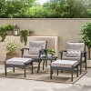 GDFStudio Hilary Outdoor Wicker 5 Piece Club Chair Chat Set with Ottomans - 2 of 4