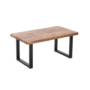 QingMoon Rectangle Coffee Table, Industrial Wood Tea Table with Metal Legs for Office, Living Room and Reception Room - 1 of 4