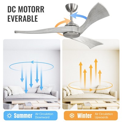 Sofucor 52" Ceiling Fan No Light Outdoor Ceiling Fan Wood Ceiling Fan with Remote Control 3 Blade Ceiling Fan with Quiet Energy Saving Motor 6 Speeds