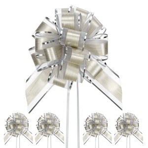 Unique Bargains Plastic Tree Stripes Gold Edge Large Satin Pull Bows 12 Pcs - 1 of 4