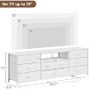 Furnulem 9 Drawer Dresser 63” Long TV Stand for Bedroom Entertainment Center with Power Outlet LED Light for 65"-75" TV White Dresser with Fabric - 3 of 4