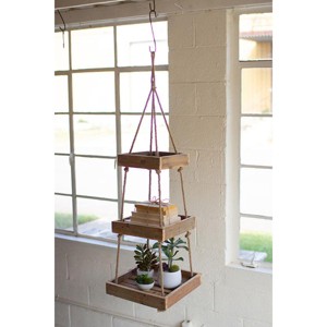 Hanging Three Tier Recycled Wood Display 14x14 inch – Jute Rope Accent by Kalalou - 1 of 3