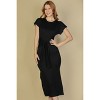 Slickblue Women's Casual Midi Dress, Tie Front with Side Slit, Short Sleeve Jersey, Black/Taupe/Olive, Size S-L - 2 of 4