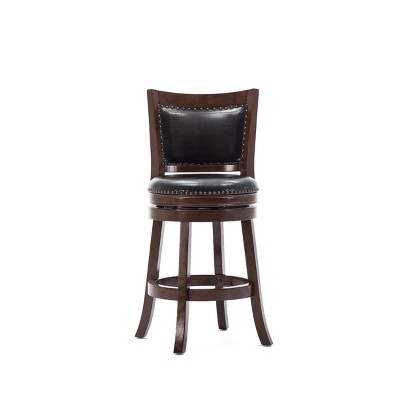 Bristol 24" Cappuccino Leather Swivel Counter Stool with Brass Accents