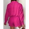 WhizMax Women's Casual 2 Piece sets Long Sleeve Button Down Shirt High Waist Drawstring Short Outfit sets - 4 of 4