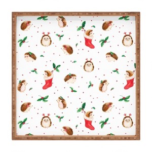 Ninola Design Hedgehog Yuletide 12" x 12" Square Bamboo Tray - Deny Designs - 1 of 1