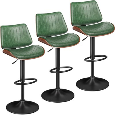 Gikpal Swivel Barstools for Kitchen Island with Bentwood Back & Leather Seat, Counter Height Bar Chair with Back & Footrest, for Kitchen, Dining Room