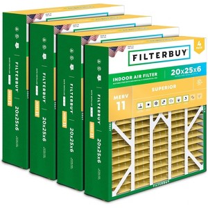 Filterbuy 20x25x6 Air Filter (4-Pack), Pleated MERV 11 Allergen Defense HVAC AC Furnace Filters for Aprile Space-Gard 201 / 2200 / 2250 & Lennox - 1 of 4