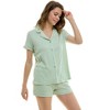Jaclyn Short Sleeve Ribbed Notched Collar Top & Shorts 2 Piece Pajama Set (Juniors & Women) - 3 of 4