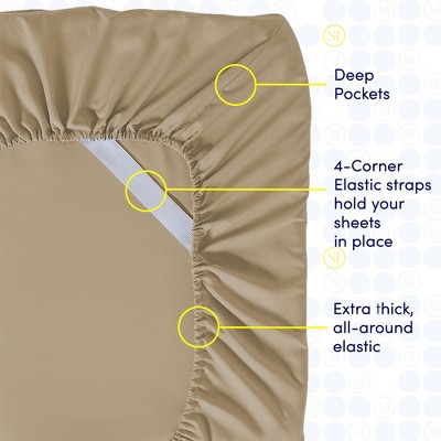6 Piece Sheet Set, Deluxe Ultra Soft 1500 Series, Double Brushed Microfiber by Sweet Home Collection®- Twin, Taupe