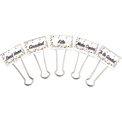 Teacher Created Resources Confetti Binder Clips, Large, Classroom Management, Pack of 5 (Case of 3)