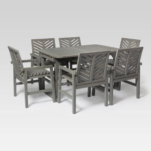 7pc Slatted Extendable Acacia Wood Patio Dining Set - Saracina Home - 1 of 4
