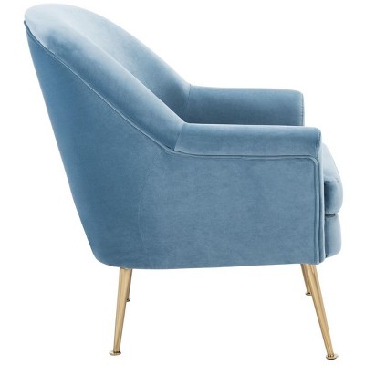 Rodrik Light Blue Velvet and Wood Accent Chair