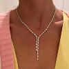 Dainty Y Drop Lariat Necklace Rhinestone Tennis Chain Prom Gift - 4 of 4