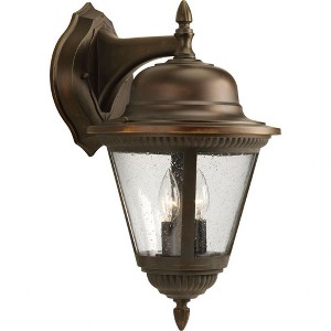 Progress Lighting Westport 2-Light Large Wall Lantern, Antique Bronze, Clear Seeded Glass Shade - 1 of 2