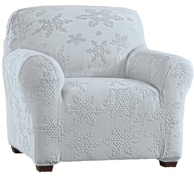 Collections Etc Textured Snowflake Stretch Furniture Cover Chair Silver   GUEST Ccecf4dc 0b34 4b30 9d6c 9a55db421b69