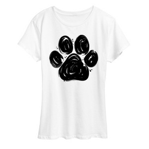 Women's - Instant Message - Brushstroke Paw Print Short Sleeve Graphic T-Shirt - 1 of 4