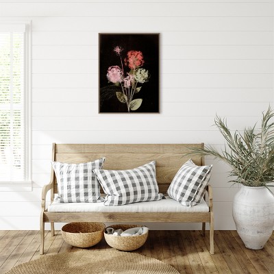 Large Beaded Framed Abstract Floral Canvas Wall Art