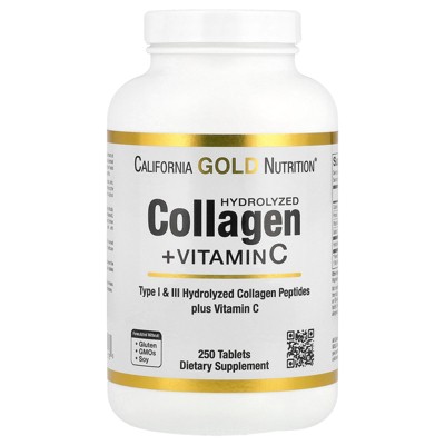 Hydrolyzed Collagen Peptides + Vitamin C by California Gold Nutrition - Support for Hair, Skin, Nails, Joints, & Bones - Featuring Type I & III