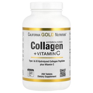 Hydrolyzed Collagen Peptides + Vitamin C by California Gold Nutrition - Support for Hair, Skin, Nails, Joints, & Bones - Featuring Type I & III - 1 of 3