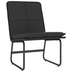 vidaXL Lounge Chair - Black Faux Leather, Metal & Plywood Single Seat Armless Accent Chair for Living Room - 1 of 4