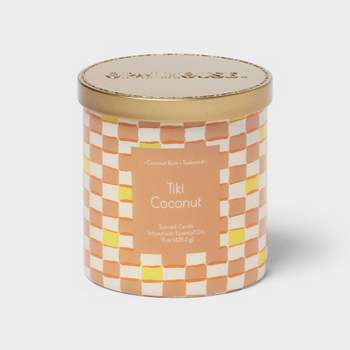 2-Wick Glass Jar 15oz Candle with Patterned Sleeve Tiki Coconut - Opalhouse™