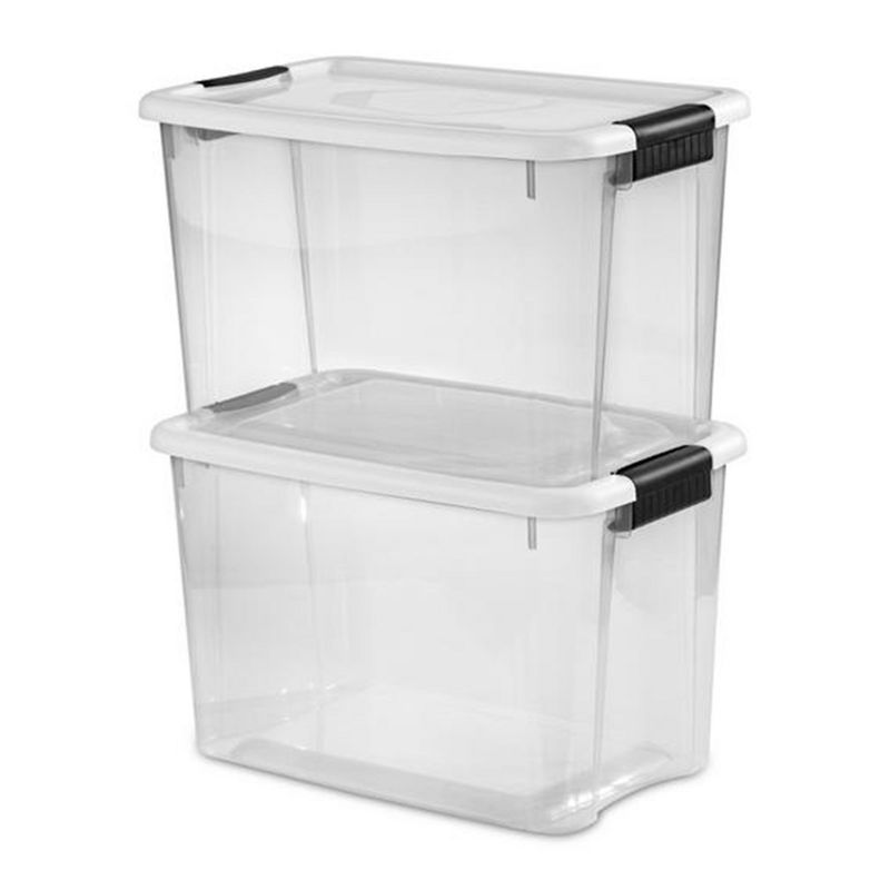 Sterilite 30 Quart Clear Plastic Stackable Storage Container Bin Box Tote with White Latching Lid Organizing Solution for Home & Classroom, 4 of 7