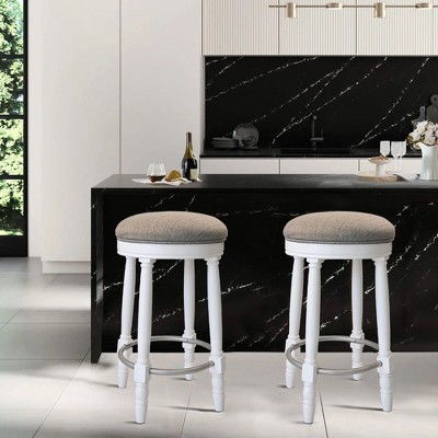 TOAOTBNBO 360° Swivel Bar Stools Set of 2, Upholstered Barstools with Robust Legs, Wood Bar Chair for Kitchen