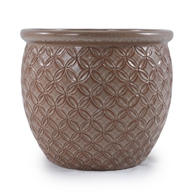 SpassWay 15" Dia Outdoor Indoor Ceramic Planter Pot Decorative Planter with Drainage Hole Patio Flower Pot