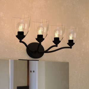VAXCEL Bellwood Traditional Bathroom Vanity Lighting Fixture, Clear Seeded Bell Glass Shade - 1 of 4