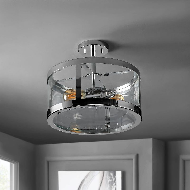 15" Iron and Glass Herndon Modern LED Flush Mount - Jonathan Y, 4 of 7