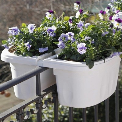 Apollo Exports Self-Watering Saddle Railing Planter, White, 16in