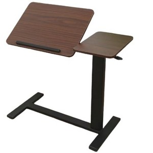 VYNXARIA Walnut Folding Overbed Coffee Table with Adjustable Height and Wheels - 1 of 4