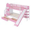 NicBex Full Over Full/Twin over Twin Bunk Bed with 2 Drawers 3 Shelves,Castle Style Loft Bed with Slide for Bedroom,Pink/White/Gray/Blue - 4 of 4