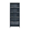 VYNXARIA 78.75" Tall Iron Display Cabinet with Glass Doors,5-Tier Steel Barrister Bookcase with LED Lights for Collectibles, Modern Style,Black - 4 of 4