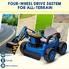 12V 10AH Electric Toy Excavator, 4WD Battery Powered Sand Digger with Spring Suspension, Remote Control, Music for Boys & Girls - 4 of 4