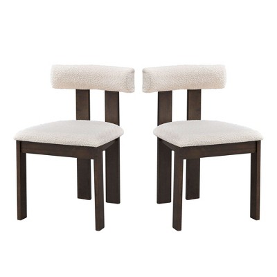 NicBex Dining Chairs Set of 2 Upholstered Chair Boucle Upholstered Kitchen Side Chairs with Open Back for Kitchen