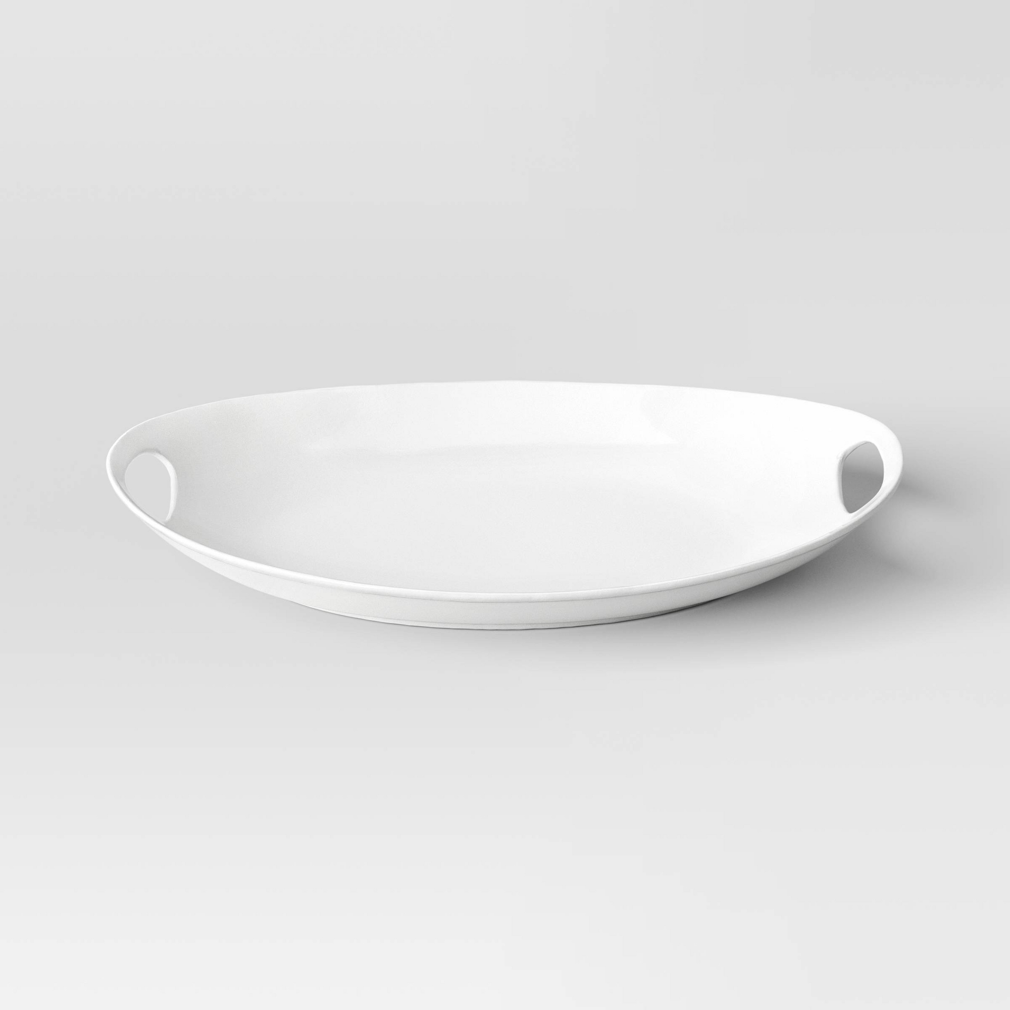 13"x18" Porcelain Oval Serving Platter White - Threshold™