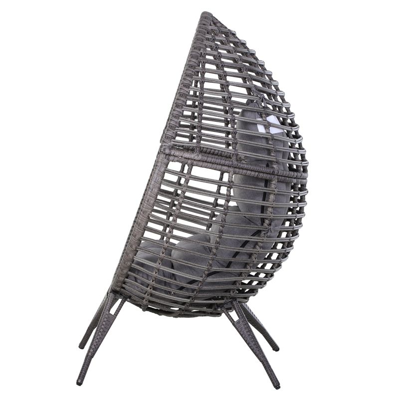 Outsunny Patio Wicker Lounge Chair with Soft Cushion, Outdoor/Indoor PE Rattan Egg Teardrop Cuddle Chair with Height Adjustable Knob for Backyard Garden Lawn Living Room, 4 of 9