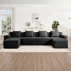 AENKYO 153.5" Modular Corduroy Modular Sectional Sofa with 2 Ottomans, Boneless Sectional Deep Seat Sofa with Throw Pillows, Sleep Sofa, No-Assembly - 3 of 4