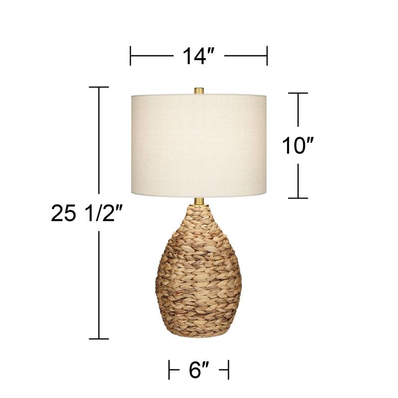 360 Lighting Corona 25 1/2" High Coastal Modern Table Lamps Set of 2 Woven Reed Off-White Shade Living Room Bedroom Bedside (Colors May Vary), 4 of 10