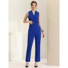 INSPIRE CHIC Women's Casual Sleeveless Shawl Collar Office Belted Cropped Jumpsuit - 3 of 4