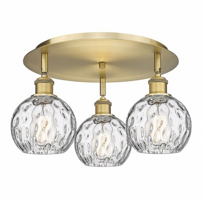 Athens Water Glass - 3 Light Flush Mount In Industrial Style-8.63 Inches Tall and 17.63 Inches Wide