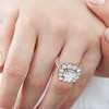 Pompeii3 Certified 3 1/2ct Cushion Halo Diamond Engagement Ring 14k Gold or Pt Lab Created - 3 of 4