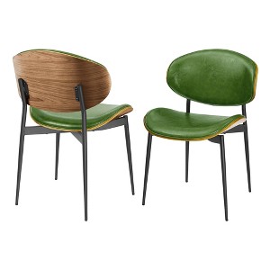 HOMLUX Set of 2 Upholstered Poplar Dining Chair Modern Faux Leather Accent Chair For Bedroom，Kitchen Dining Room，Breakfast nook - 1 of 4