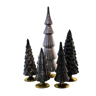 Cody Foster 16.5 Inch Black & Gray Glass Tree St/5 Halloween Gold Base ...