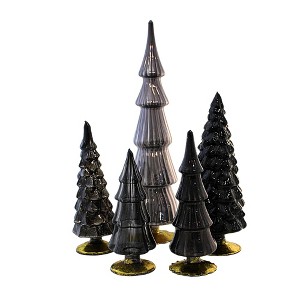 Cody Foster 16.5 Inch Black & Gray Glass Tree St/5 Halloween Gold Base Tree Sculptures - 1 of 3