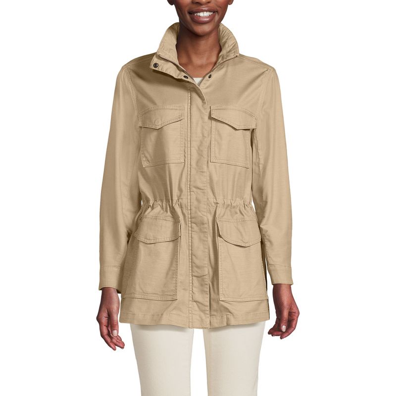 Lands' End Women's Cotton Hooded Jacket with Cargo Pockets, 1 of 7