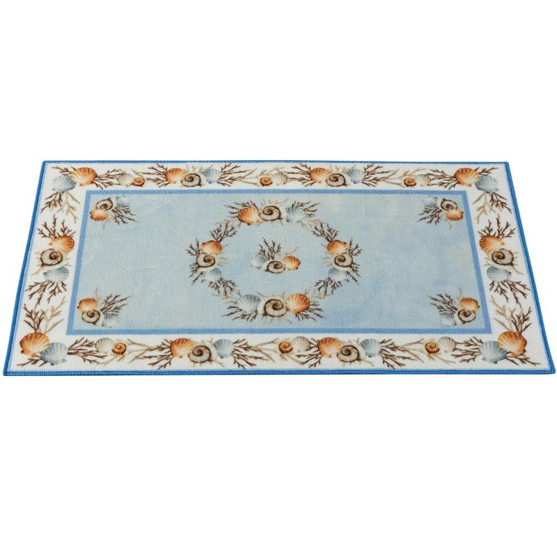 Collections Etc Seashell and Coral Skid-Resistant Coastal Accent Rug, 1 of 5